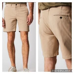 Billy Reid Boman Shorts Garment Dyed Chino Shorts Khaki Mens 38